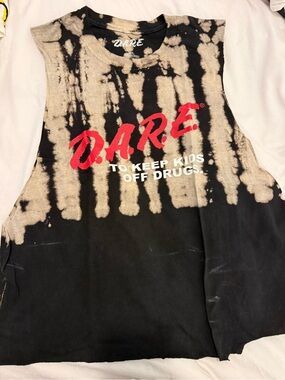 D.A.R.E. Tie-Dye Sleeveless Tank Top - Black & Bleach